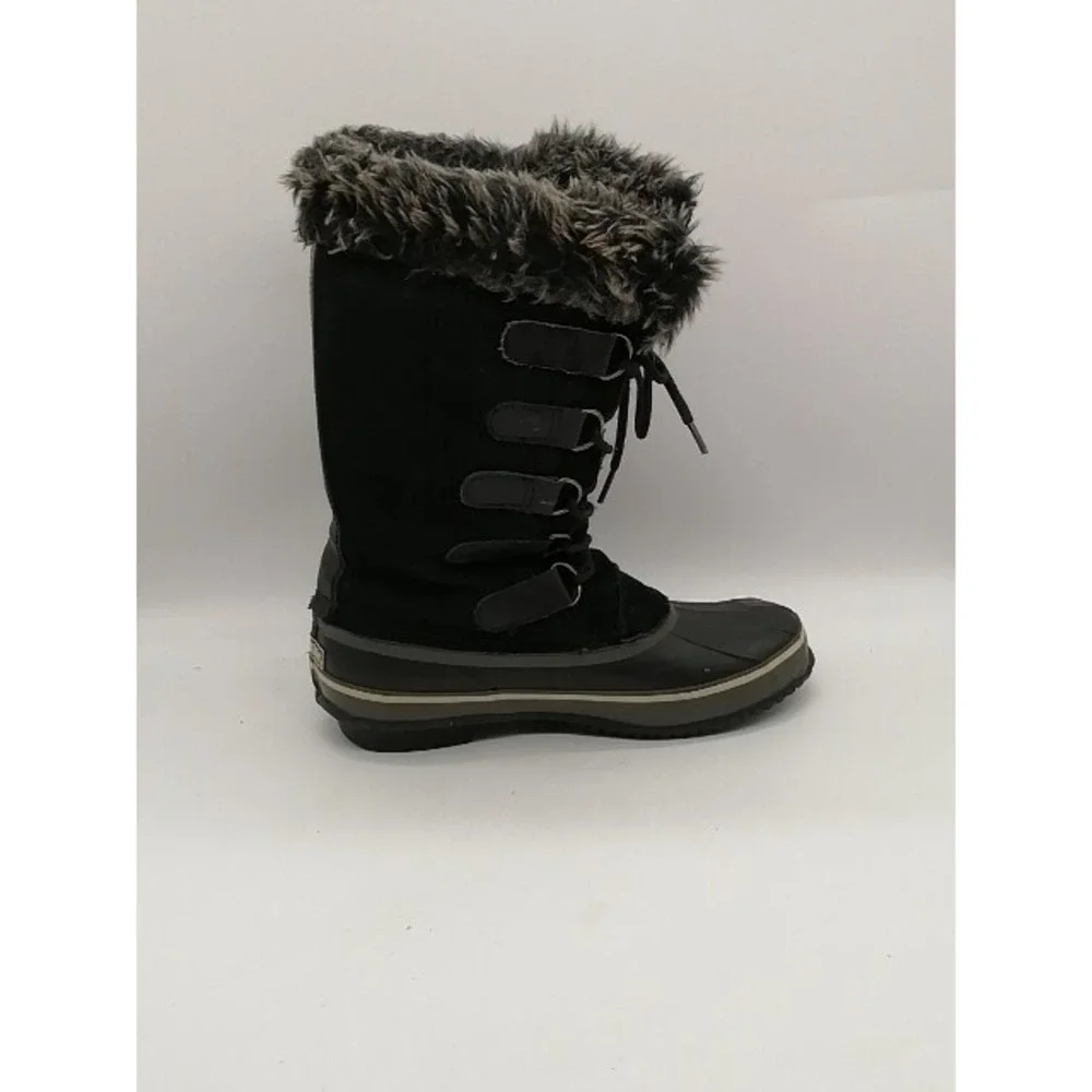 Northside Womens Snow Boots Black Suede Lace Up Waterproof Faux Fur Lined 8